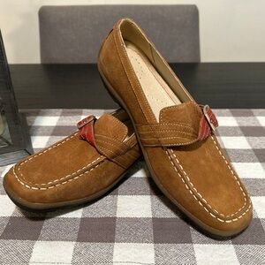 Ladies Redwing Suede Loafers w/ Twist Strap Buckle Accent